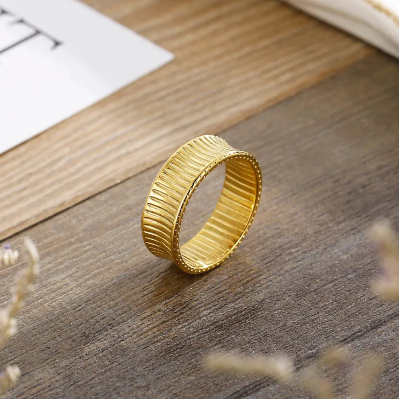 Wholesale Jewelry Simple Style Solid Color 304 Stainless Steel 18K Gold Plated Plating Rings