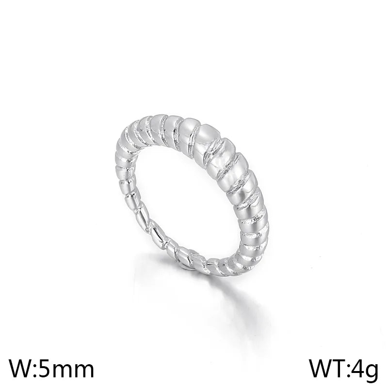 Wholesale Jewelry Simple Style Solid Color 304 Stainless Steel 18K Gold Plated Plating Rings