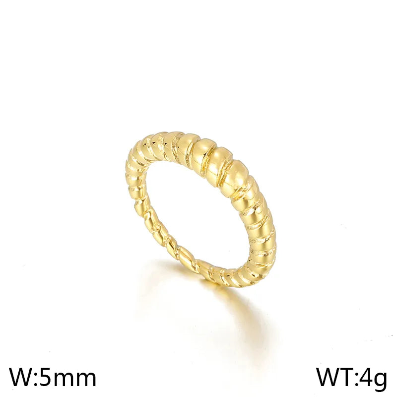 Wholesale Jewelry Simple Style Solid Color 304 Stainless Steel 18K Gold Plated Plating Rings