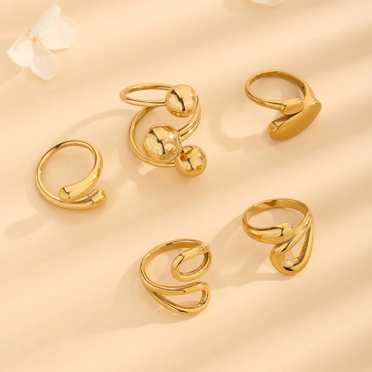 Wholesale Jewelry Simple Style Solid Color 304 Stainless Steel 18K Gold Plated Plating Rings