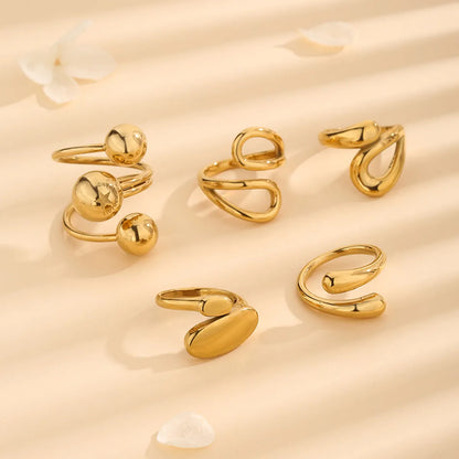 Wholesale Jewelry Simple Style Solid Color 304 Stainless Steel 18K Gold Plated Plating Rings