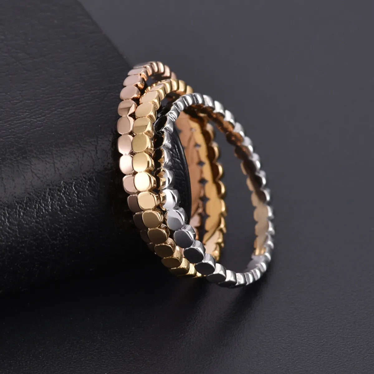 Wholesale Jewelry Simple Style Solid Color 304 Stainless Steel 18K Gold Plated Rings