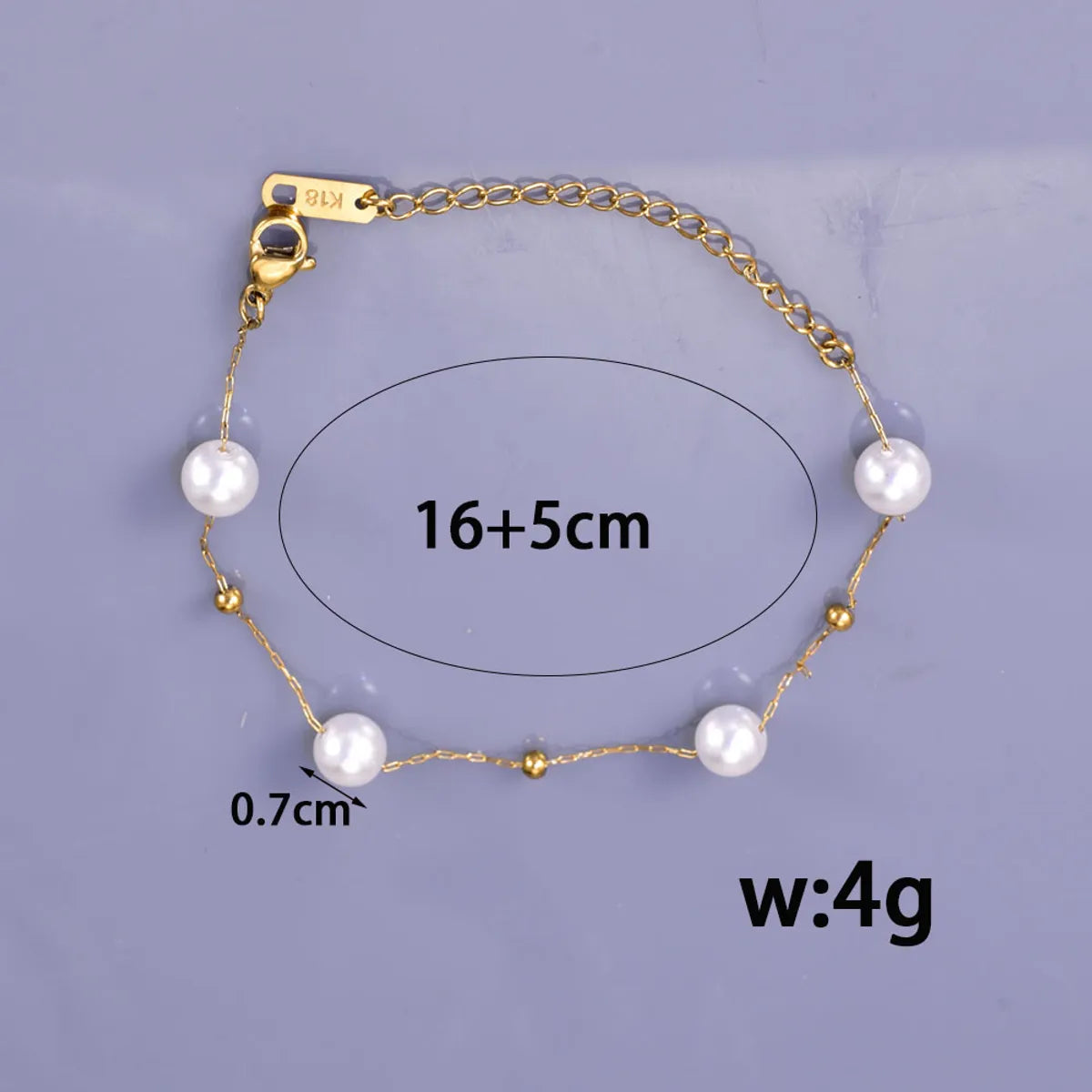 Wholesale Jewelry Simple Style Solid Color 304 Stainless Steel Imitation Pearl Titanium Steel 18K Gold Plated Plating Bracelets Anklet