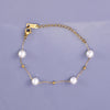 Wholesale Jewelry Simple Style Solid Color 304 Stainless Steel Imitation Pearl Titanium Steel 18K Gold Plated Plating Bracelets Anklet