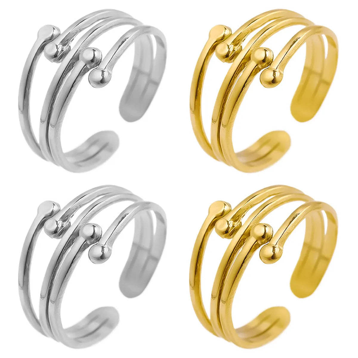 Wholesale Jewelry Simple Style Solid Color 304 Stainless Steel Polishing Open Rings