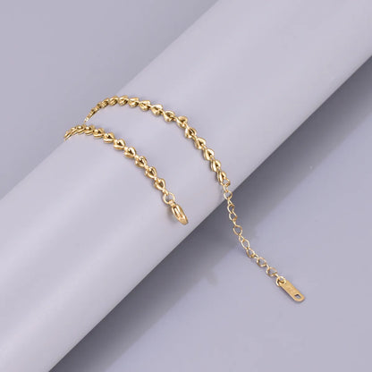 Wholesale Jewelry Simple Style Solid Color 304 Stainless Steel Titanium Steel 18K Gold Plated Bracelets Necklace