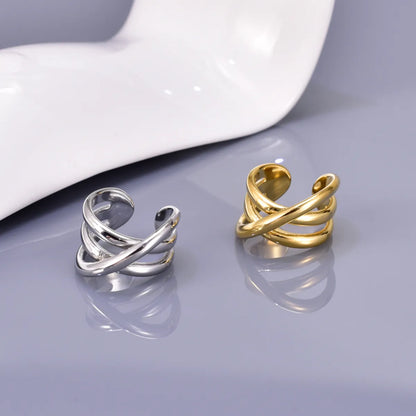 Wholesale Jewelry Simple Style Solid Color 304 Stainless Steel Titanium Steel 18K Gold Plated Plating Rings