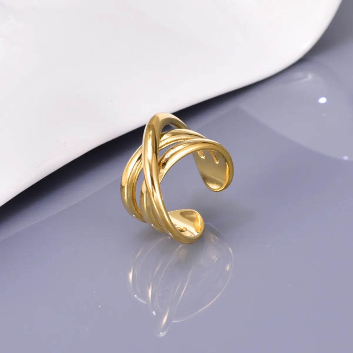 Wholesale Jewelry Simple Style Solid Color 304 Stainless Steel Titanium Steel 18K Gold Plated Plating Rings