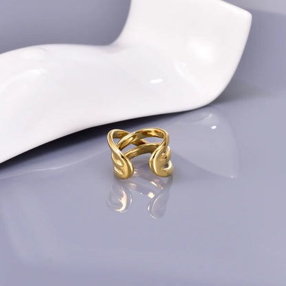 Wholesale Jewelry Simple Style Solid Color 304 Stainless Steel Titanium Steel 18K Gold Plated Plating Rings