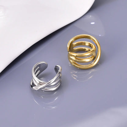 Wholesale Jewelry Simple Style Solid Color 304 Stainless Steel Titanium Steel 18K Gold Plated Plating Rings