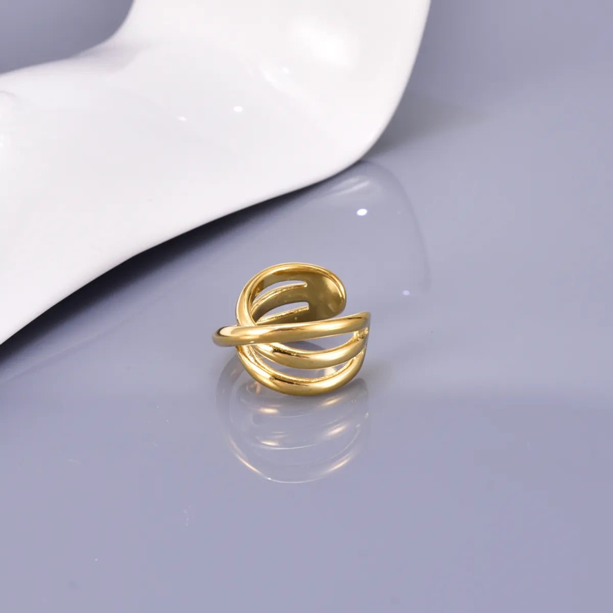 Wholesale Jewelry Simple Style Solid Color 304 Stainless Steel Titanium Steel 18K Gold Plated Plating Rings