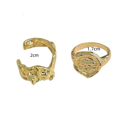 Wholesale Jewelry Simple Style Solid Color Alloy Gold Plated Irregular Plating Rings