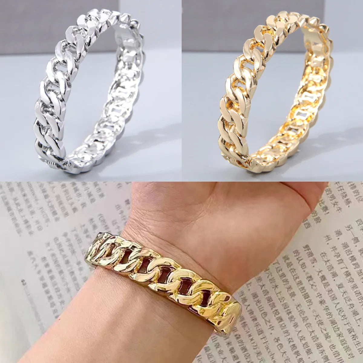 Wholesale Jewelry Simple Style Solid Color Alloy Gold Plated Plating Hollow Out Bangle