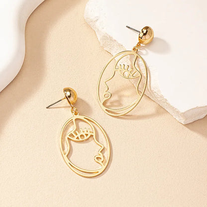 Wholesale Jewelry Simple Style Solid Color Alloy Hollow Out Drop Earrings