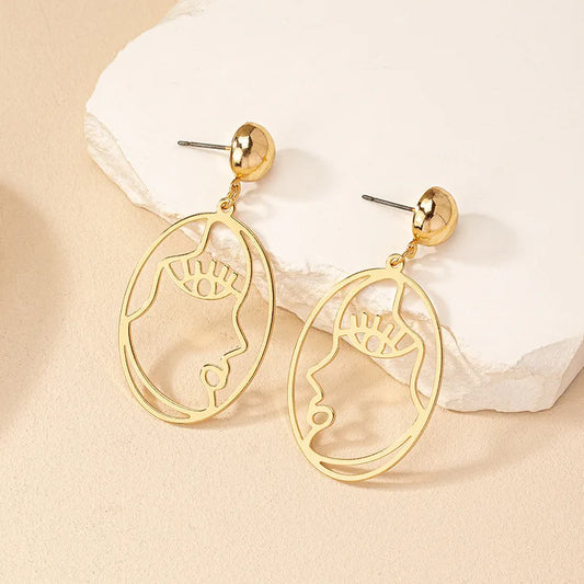 Wholesale Jewelry Simple Style Solid Color Alloy Hollow Out Drop Earrings