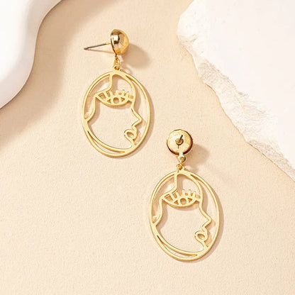 Wholesale Jewelry Simple Style Solid Color Alloy Hollow Out Drop Earrings