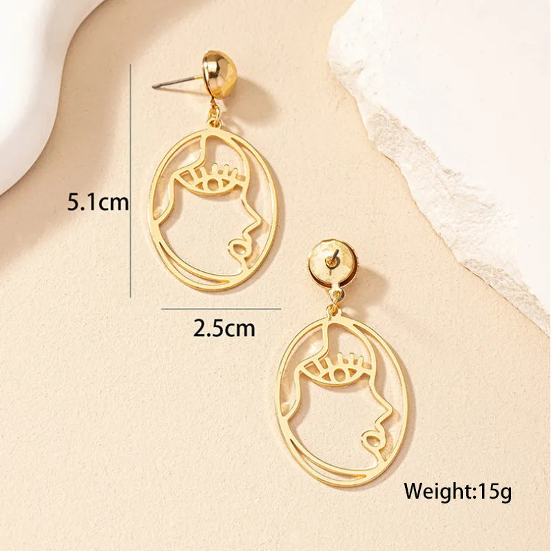 Wholesale Jewelry Simple Style Solid Color Alloy Hollow Out Drop Earrings