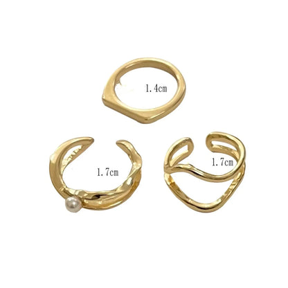 Wholesale Jewelry Simple Style Solid Color Alloy Pearl Inlay Rings