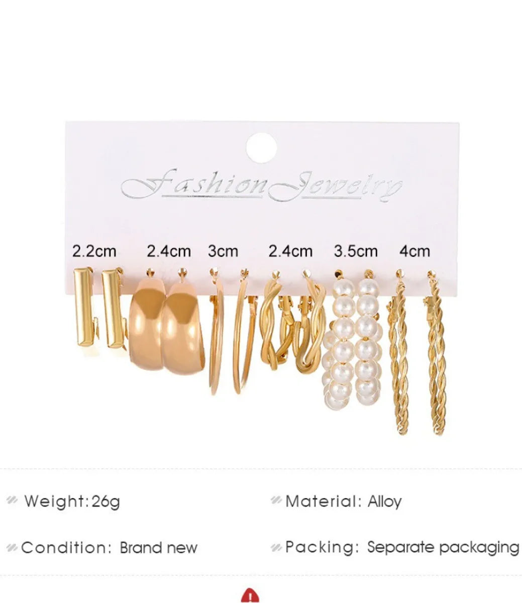 Wholesale Jewelry Simple Style Solid Color Alloy Pearl Plating Earrings