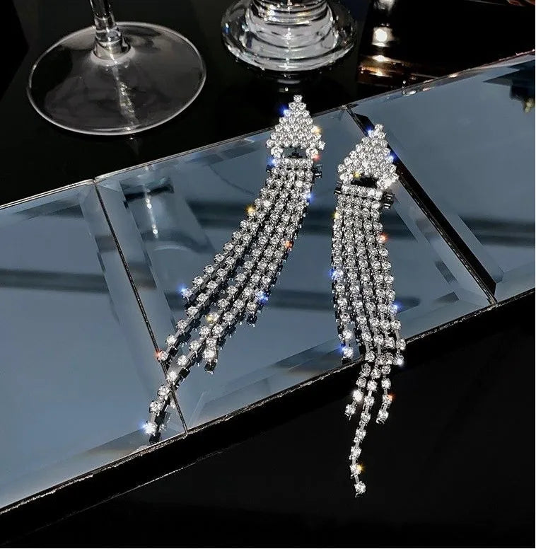 Wholesale Jewelry Simple Style Solid Color Alloy Rhinestones Inlay Drop Earrings