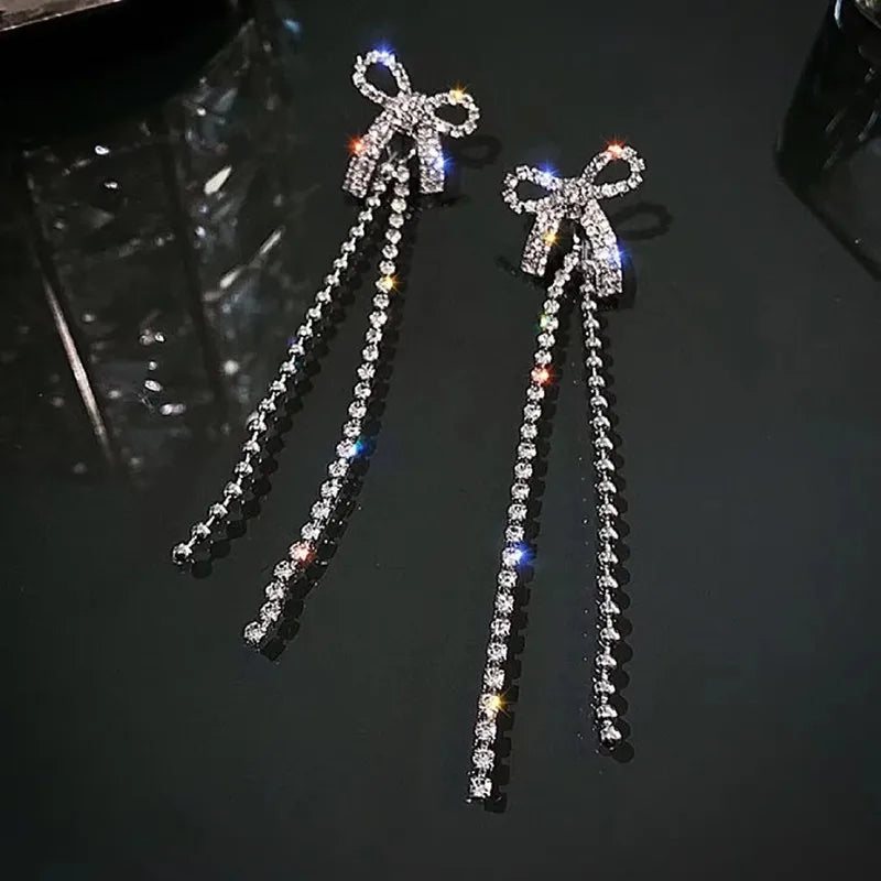 Wholesale Jewelry Simple Style Solid Color Alloy Rhinestones Inlay Drop Earrings