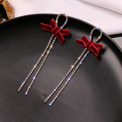 Wholesale Jewelry Simple Style Solid Color Alloy Rhinestones Inlay Drop Earrings