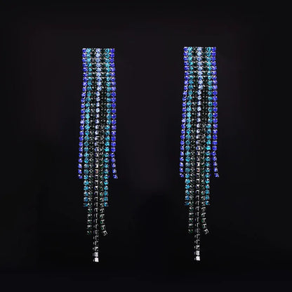 Wholesale Jewelry Simple Style Solid Color Alloy Rhinestones Inlay Drop Earrings