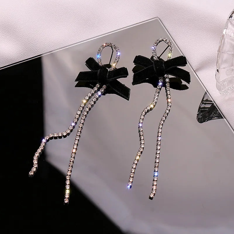 Wholesale Jewelry Simple Style Solid Color Alloy Rhinestones Inlay Drop Earrings