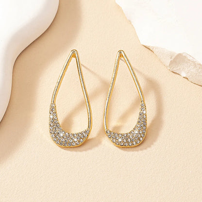 1 Pair Simple Style Solid Color Inlay Alloy Zircon Ear Studs