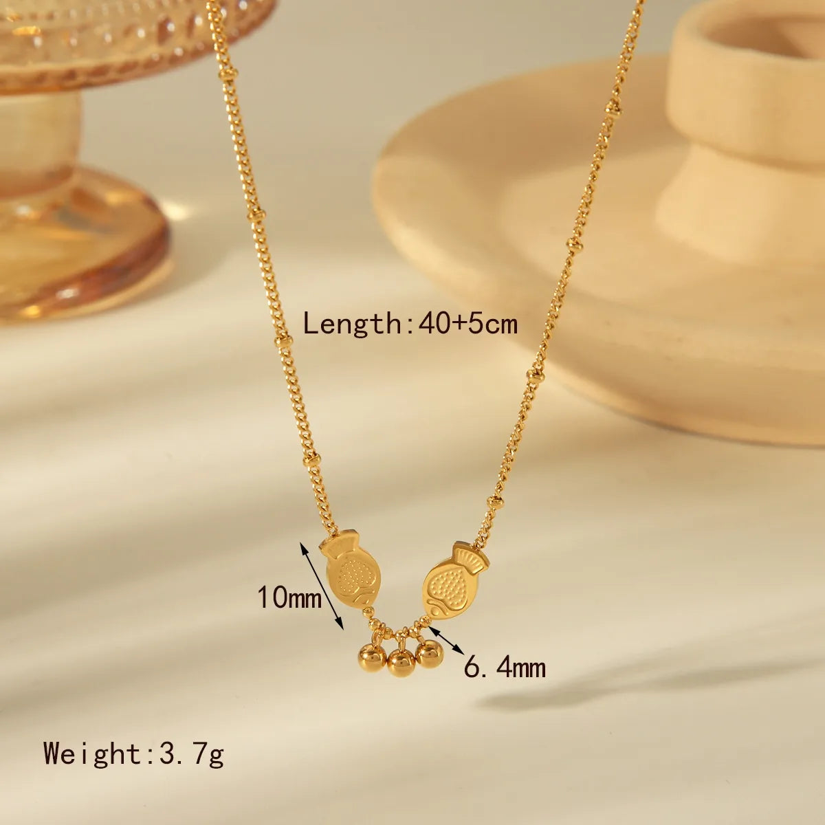 Wholesale Jewelry Simple Style Solid Color Fish 304 Stainless Steel 18K Gold Plated Pendant Necklace