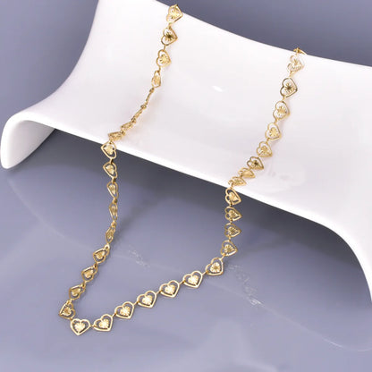 Wholesale Jewelry Simple Style Solid Color Heart Shape Titanium Steel 18K Gold Plated Plating Inlay Necklace