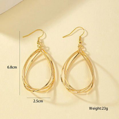 Wholesale Jewelry Simple Style Solid Color Metal Gold Plated Plating Drop Earrings