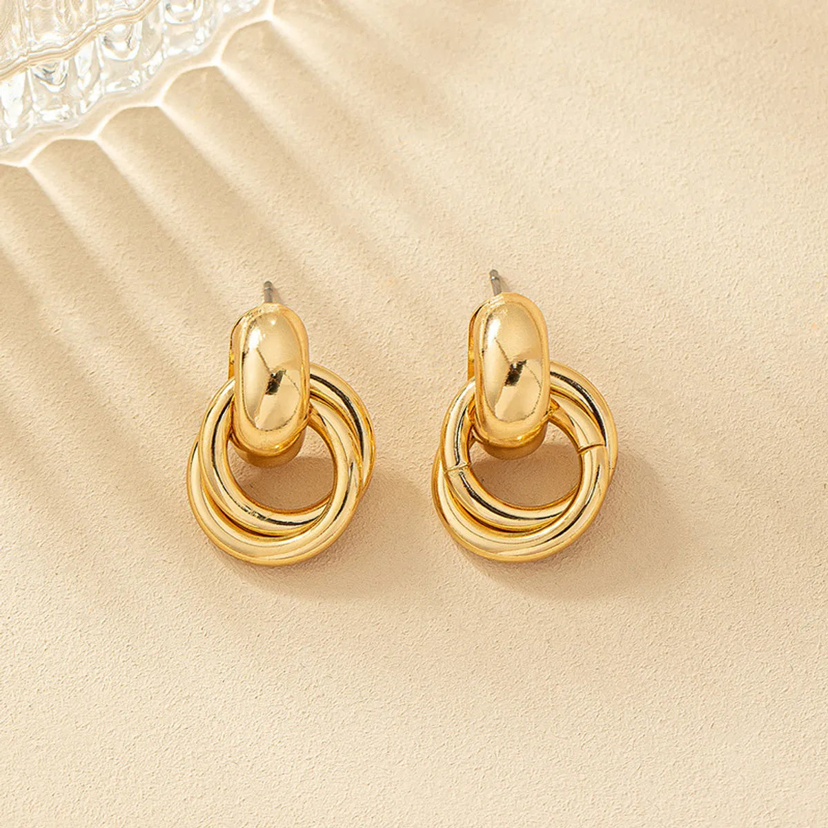 Wholesale Jewelry Simple Style Solid Color Metal Gold Plated Plating Drop Earrings