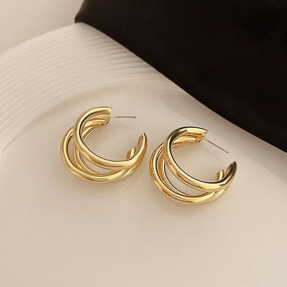 1 Pair Simple Style Solid Color Plating Metal Ear Studs