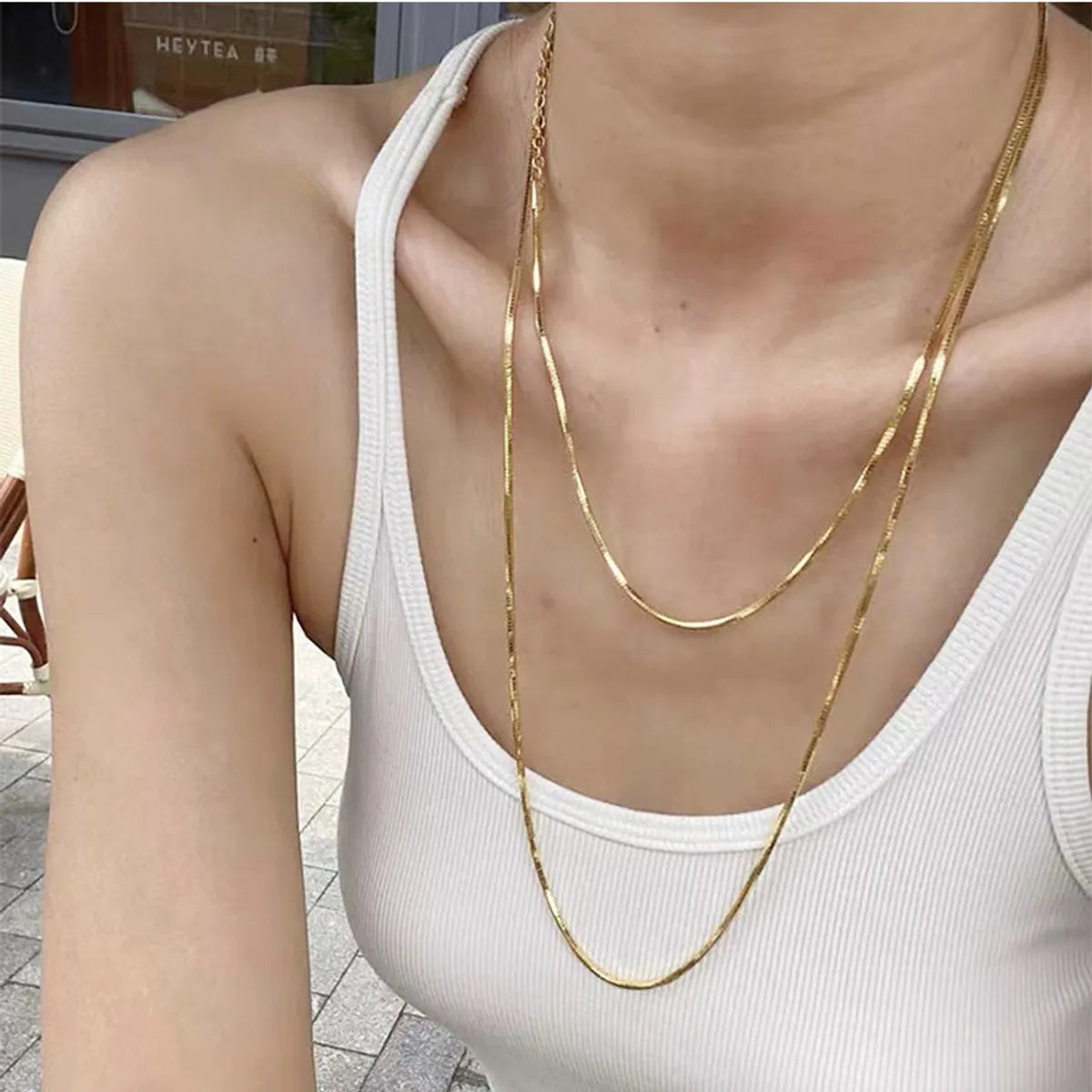 Wholesale Jewelry Simple Style Solid Color Titanium Steel Plating Layered Necklaces