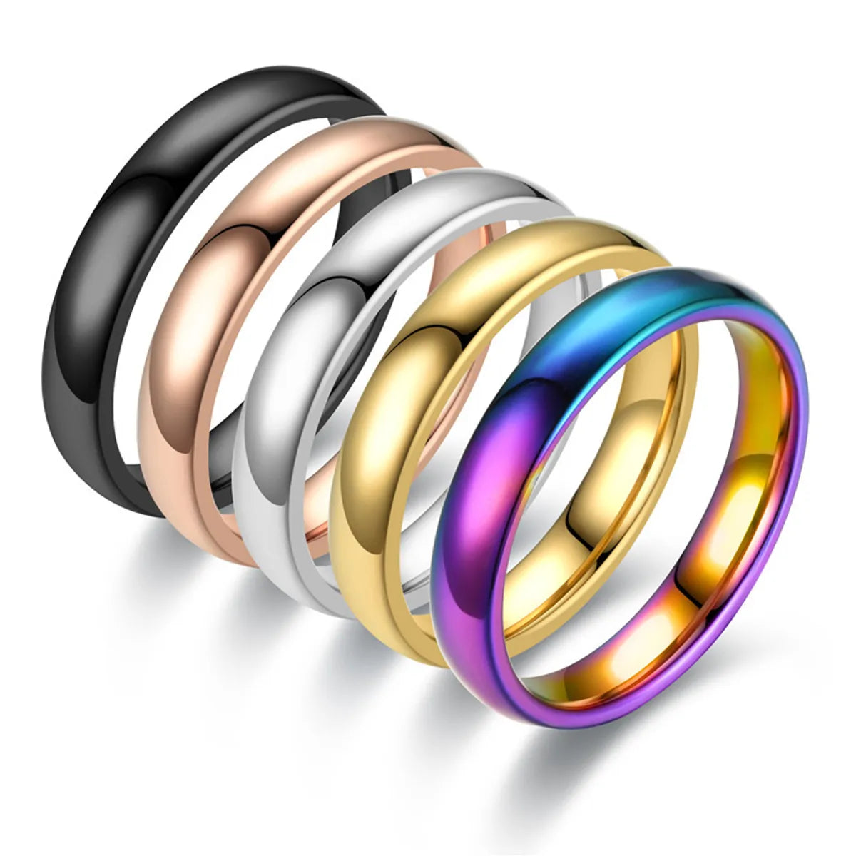 Wholesale Jewelry Simple Style Solid Color Titanium Steel Polishing Rings