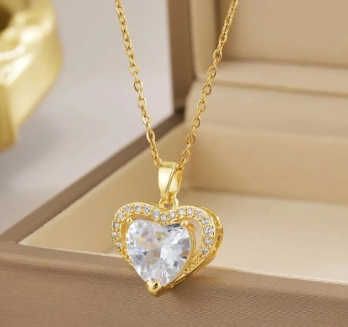 Wholesale Jewelry Simple Style Solid Color Titanium Steel Rhinestones Inlay Pendant Necklace