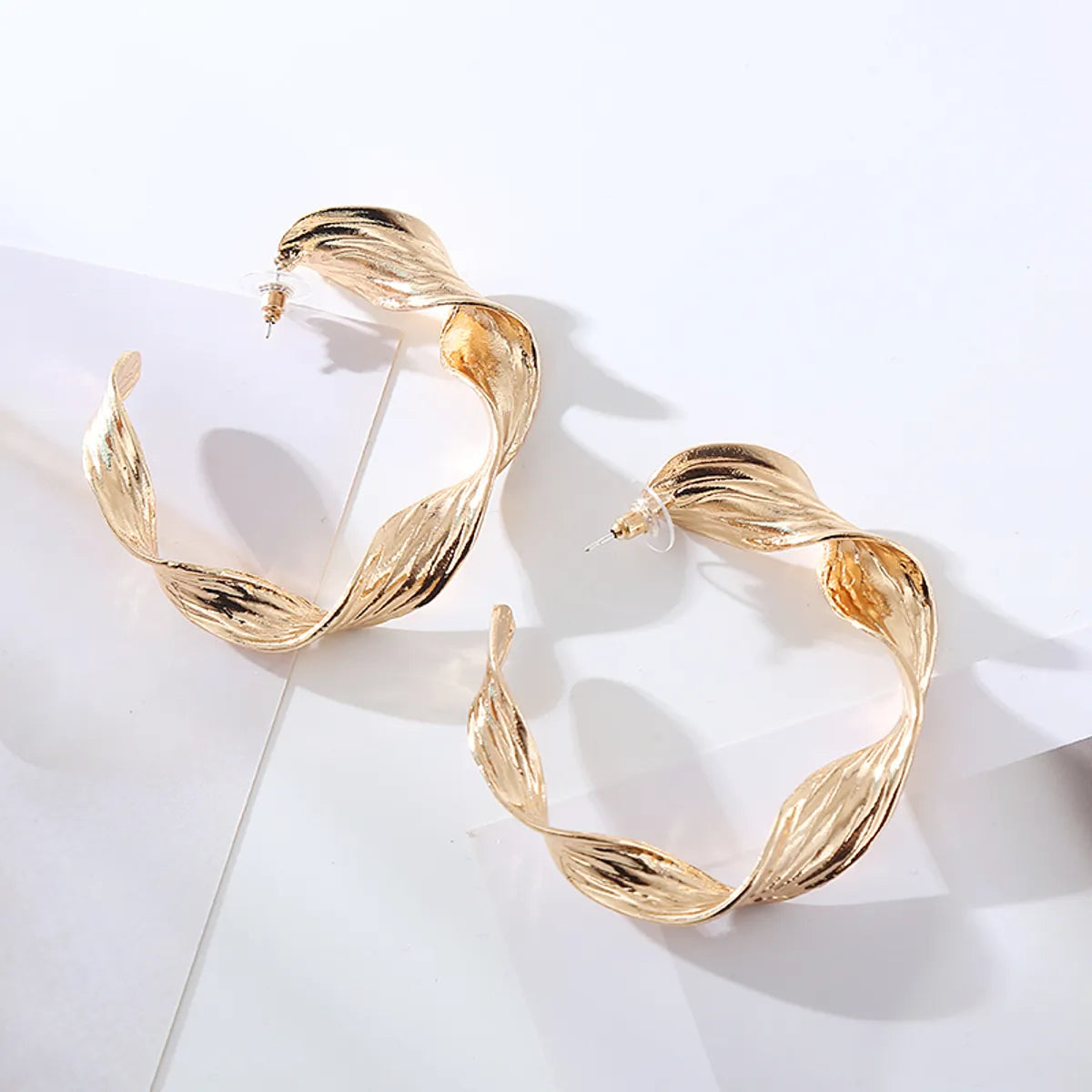 Wholesale Jewelry Simple Style Spiral Spiral Stripe Twist Alloy Gold Plated Silver Plated Plating Earrings