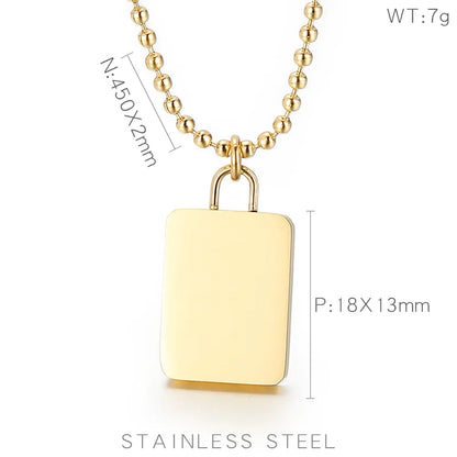 Wholesale Jewelry Simple Style Square 304 Stainless Steel 18K Gold Plated Pendant Necklace