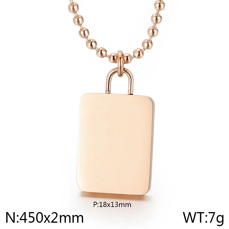 Wholesale Jewelry Simple Style Square 304 Stainless Steel 18K Gold Plated Pendant Necklace