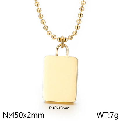 Wholesale Jewelry Simple Style Square 304 Stainless Steel 18K Gold Plated Pendant Necklace