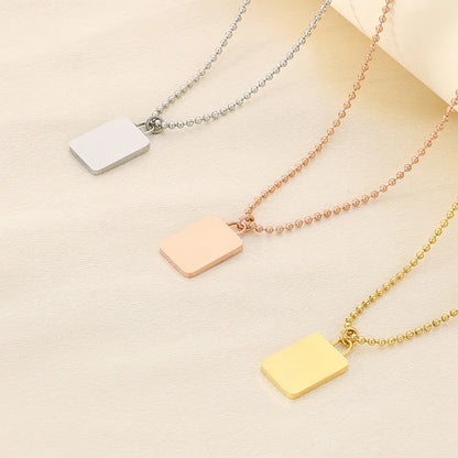 Wholesale Jewelry Simple Style Square 304 Stainless Steel 18K Gold Plated Pendant Necklace