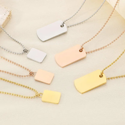 Wholesale Jewelry Simple Style Square 304 Stainless Steel 18K Gold Plated Pendant Necklace