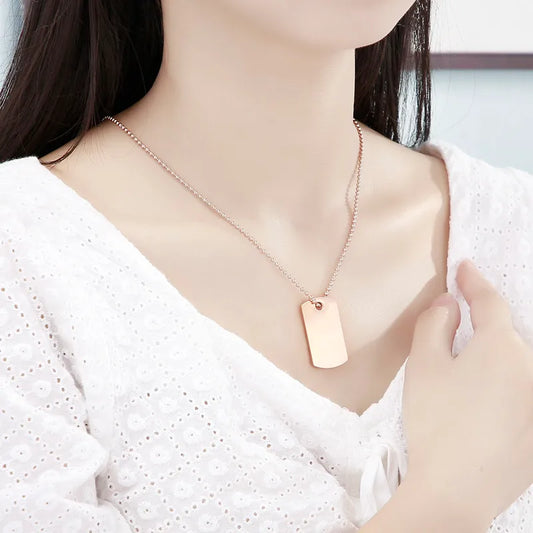 Wholesale Jewelry Simple Style Square 304 Stainless Steel 18K Gold Plated Pendant Necklace