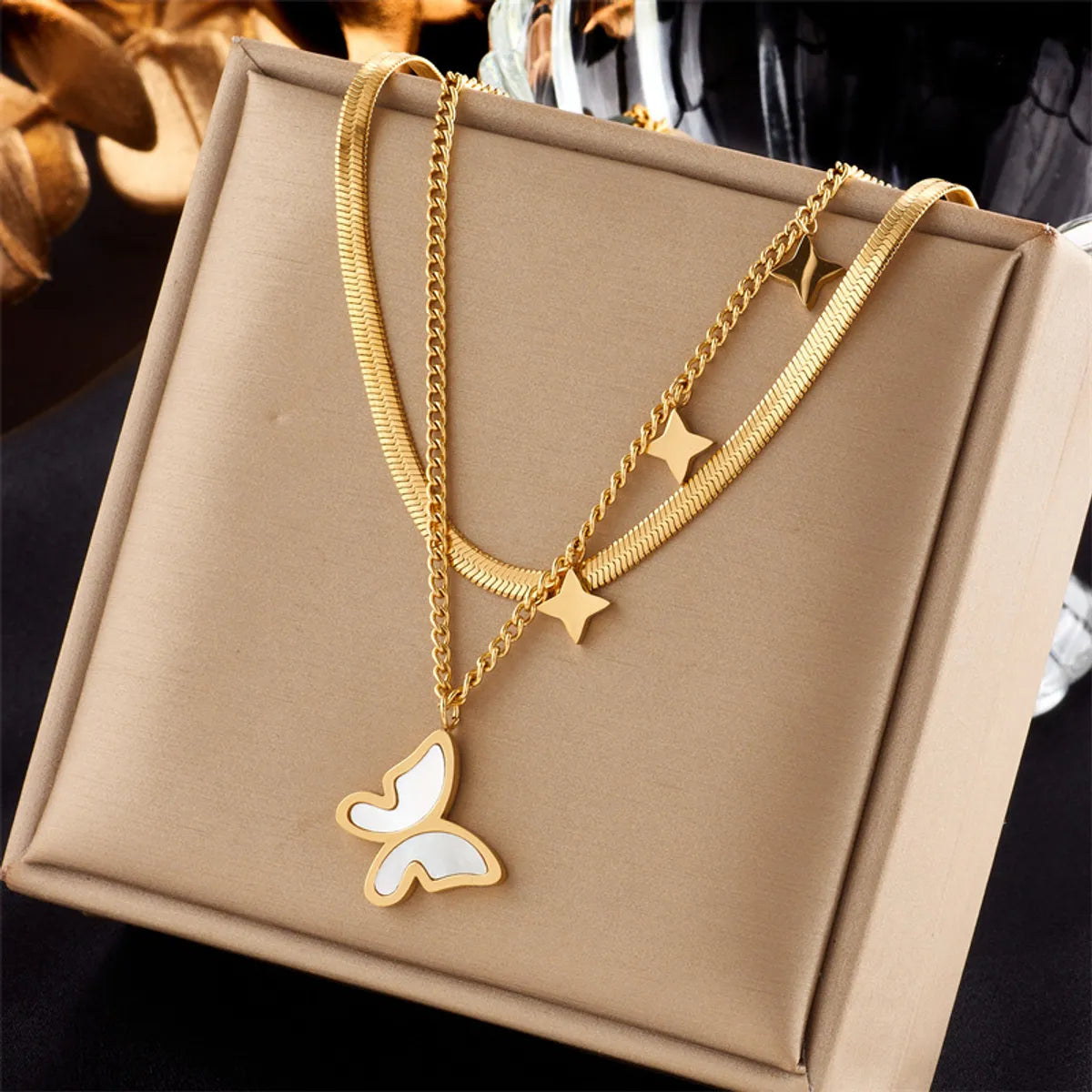 Wholesale Jewelry Simple Style Star Heart Shape Titanium Steel Plating Necklace