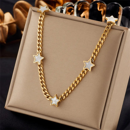 Wholesale Jewelry Simple Style Star Heart Shape Titanium Steel Plating Necklace