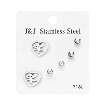 Wholesale Jewelry Simple Style Star Tree Heart Shape Stainless Steel Alloy Rhinestones Plating Inlay Ear Studs