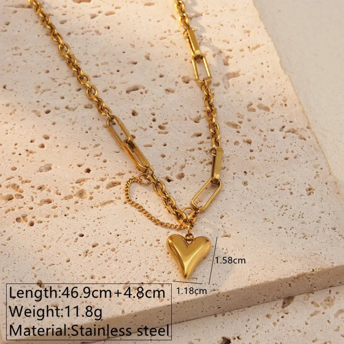 Wholesale Jewelry Simple Style Streetwear Commute Heart Shape 304 Stainless Steel 18K Gold Plated Plating Bracelets Necklace Jewelry Set