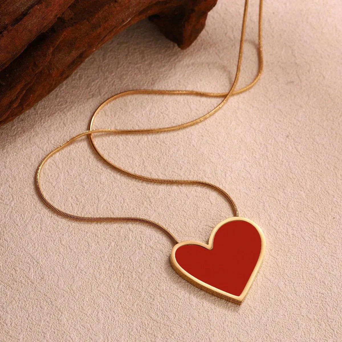 Wholesale Jewelry Simple Style Streetwear Heart Shape 304 Stainless Steel Acrylic 18K Gold Plated Inlay Necklace