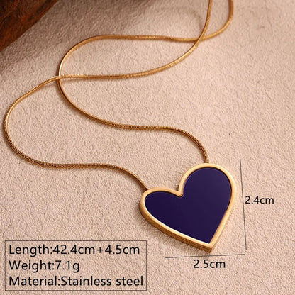 Wholesale Jewelry Simple Style Streetwear Heart Shape 304 Stainless Steel Acrylic 18K Gold Plated Inlay Necklace